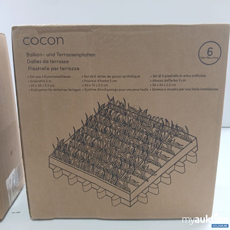 Artikel Nr. 921352: Cocon Balkon und Terrassenplatten 6Stk 30x30x2.3cm Grashöhe 3m