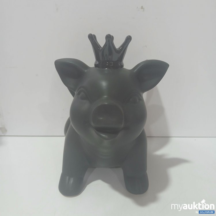 Artikel Nr. 995353: Gilde Deko-Keramik-Schwein schwarz mit Krone und Flügel ca 30cm hoch 