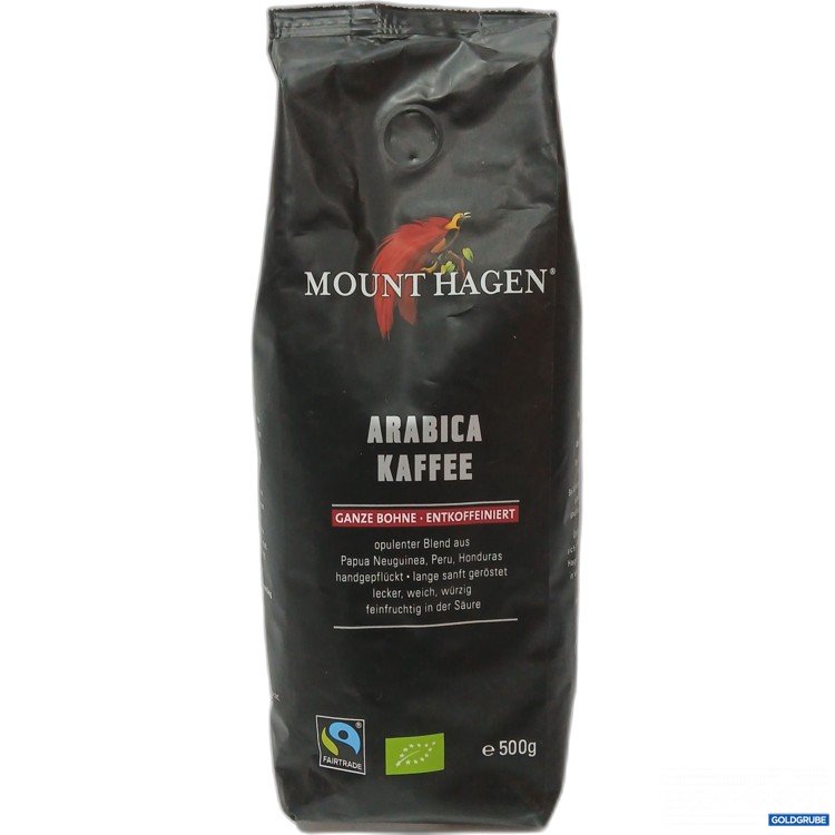 Artikel Nr. 955354: Mount Hagen Arabica Kaffee ganze Bohnen, entkoffeiniert je 500g