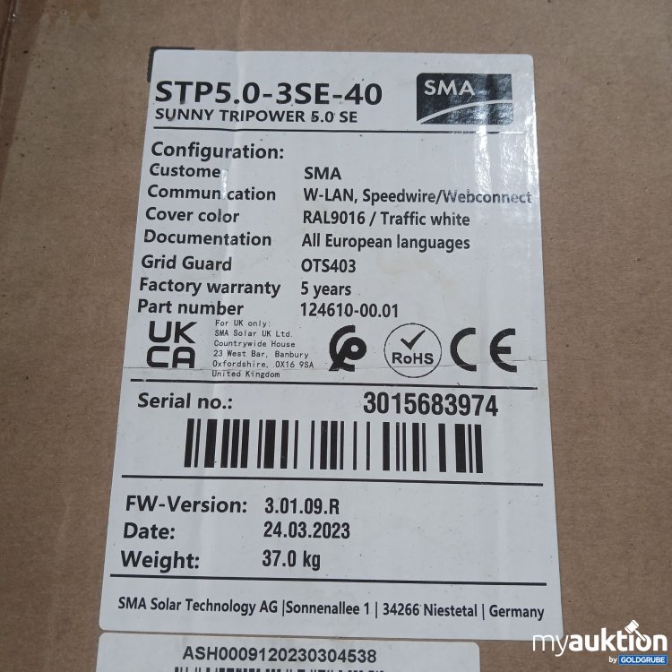 Artikel Nr. 445355 Artikel Nr. 445355: SMA Sunny Tripower 5.0 SE STP5.0-3SE-40 dreiphasigen Hybrid-Wechselrichter
