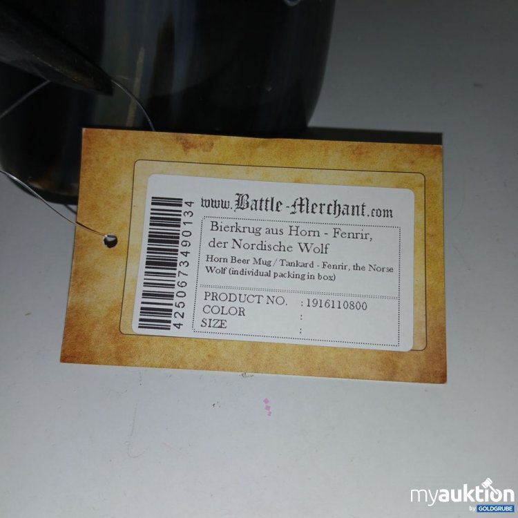 Artikel Nr. 922355: Battle Merchant Bierkrug aus Horn Fenrir der Nordische Wolf