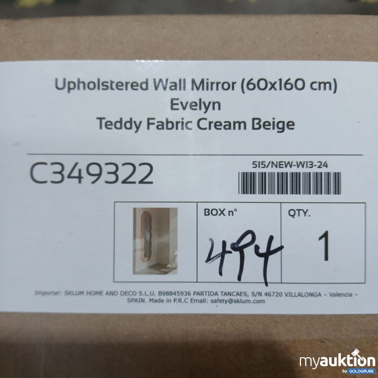 Artikel Nr. 814356: Sklum Upholstered Wall Mirror 60x160cm Evelyn C349322 Beige
