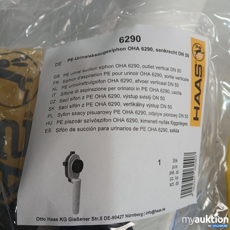 Artikel Nr. 442357: HAAS PE-Urinalabsauge Siphon OHA 6290 senkrecht DN 50