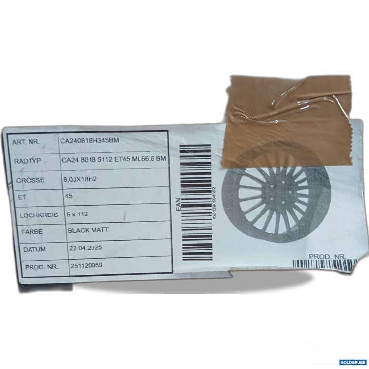 Artikel Nr. 442359: Carmeni Felge 8Jx18 ET45 5x112LK black matt