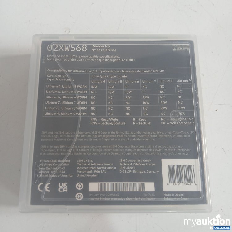 Artikel Nr. 443359 Artikel Nr. 443359: IBM Storage LTO Ultrium Data cartridge 18TB native 45TB compressed