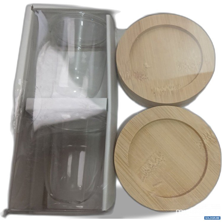 Artikel Nr. 977359: Kitchen Collection Set Aus 4 Doppelwendigen  Bechern Und Bambus-Untersetzer 