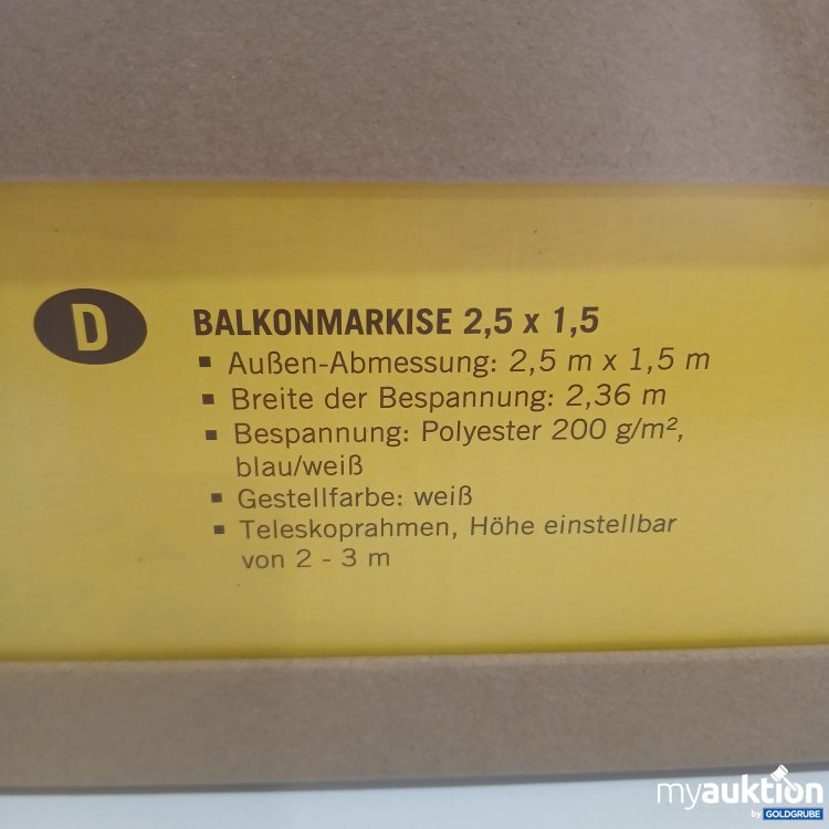 Artikel Nr. 438361: Balkonmarkise 2,5x1,5