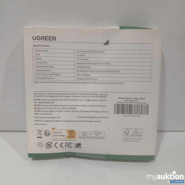 Artikel Nr. 873361 Artikel Nr. 873361: UGREEN M.2 NVMe/SATA SSD Enclosure