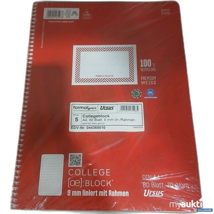 Artikel Nr. 934363 Artikel Nr. 934363: formatwerk Ursus Collegeblock A4 80 Blatt