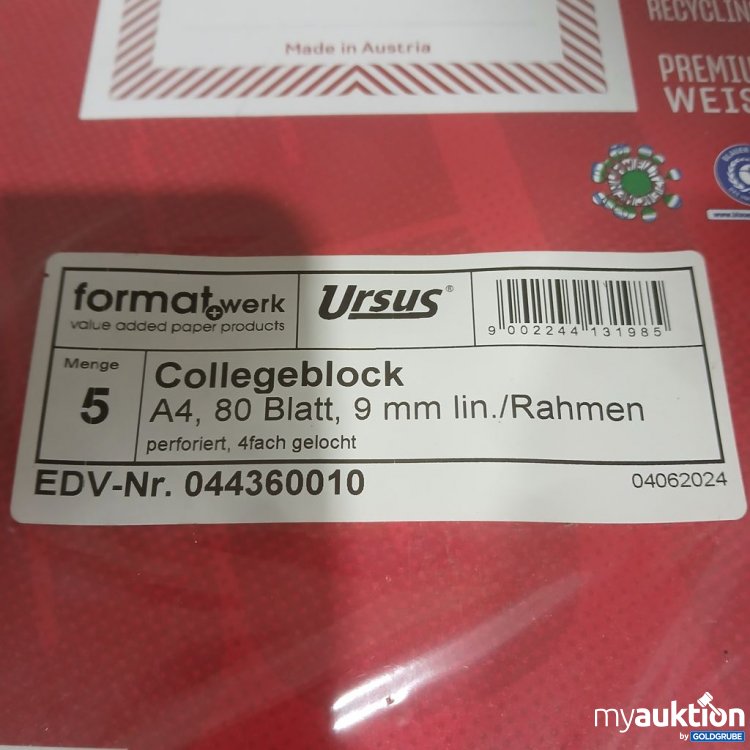 Artikel Nr. 934363 Artikel Nr. 934363: formatwerk Ursus Collegeblock A4 80 Blatt