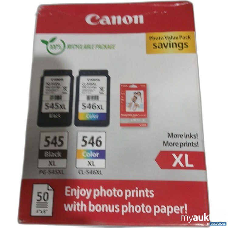 Artikel Nr. 934364 Artikel Nr. 934364: Canon Druckerpatronen Set PG-545XL CL-546XL mit Fotopapier