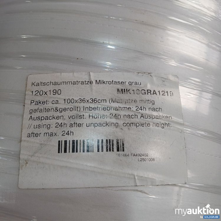 Artikel Nr. 442365: Kaltschaummatratze Mikrofasergrau 120x190
