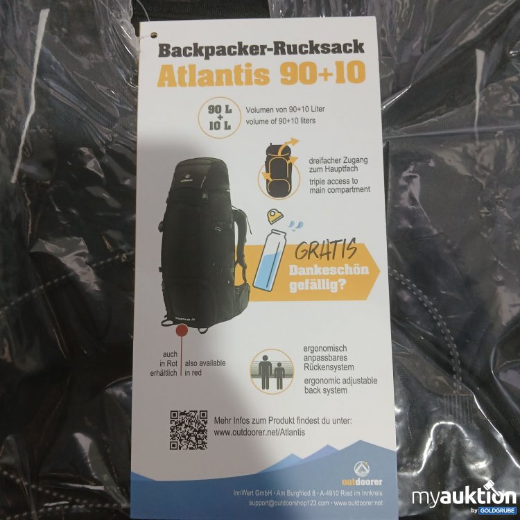 Artikel Nr. 445365 Artikel Nr. 445365: Outdoorer Reiserucksack Atlantis schwarz 90+10L