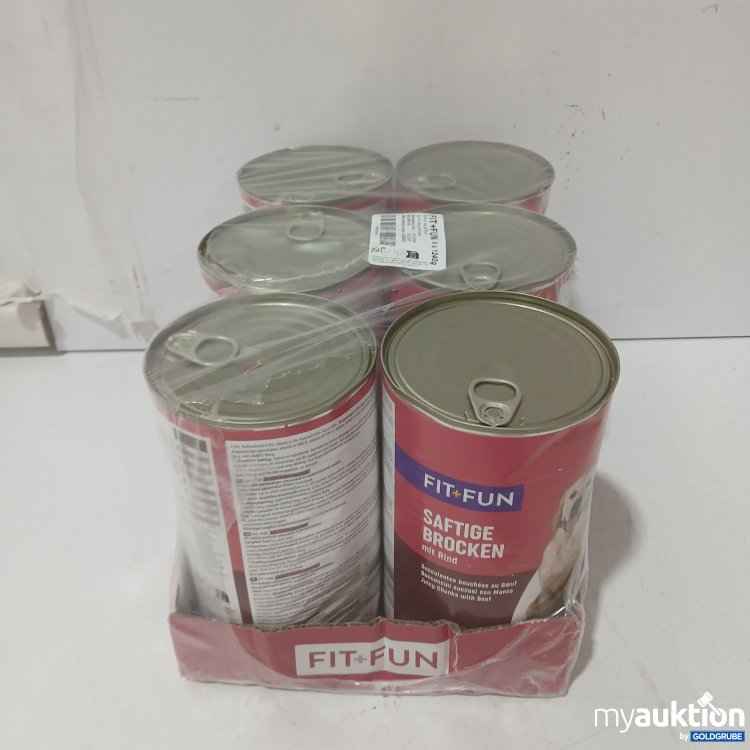Artikel Nr. 989368 Artikel Nr. 989368: Fit+Fun Saftige Brocken mit Rind Hundefutter je 1240g 6Stk