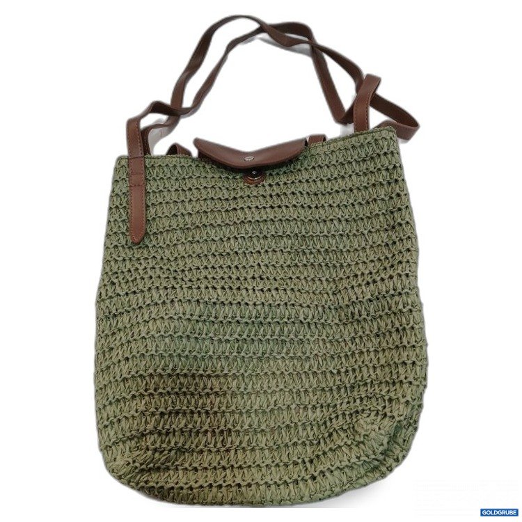 Artikel Nr. 468369 Artikel Nr. 468369: Grüne Flecht-Tasche mit braunen Trägern breite ca.13cm höhe ca.15cm