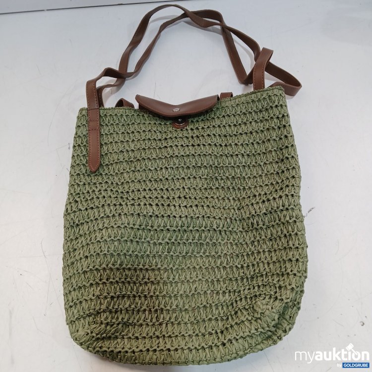 Artikel Nr. 468369 Artikel Nr. 468369: Grüne Flecht-Tasche mit braunen Trägern breite ca.13cm höhe ca.15cm