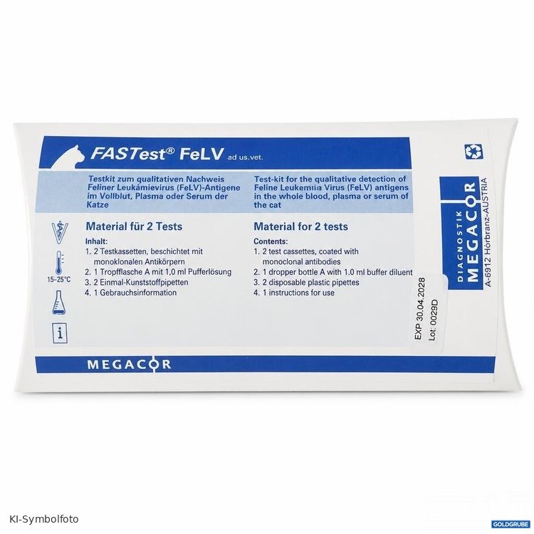 Artikel Nr. 466370 Artikel Nr. 466370: MEGACOR FASTest FeLV Testkit Material für 2 Tests