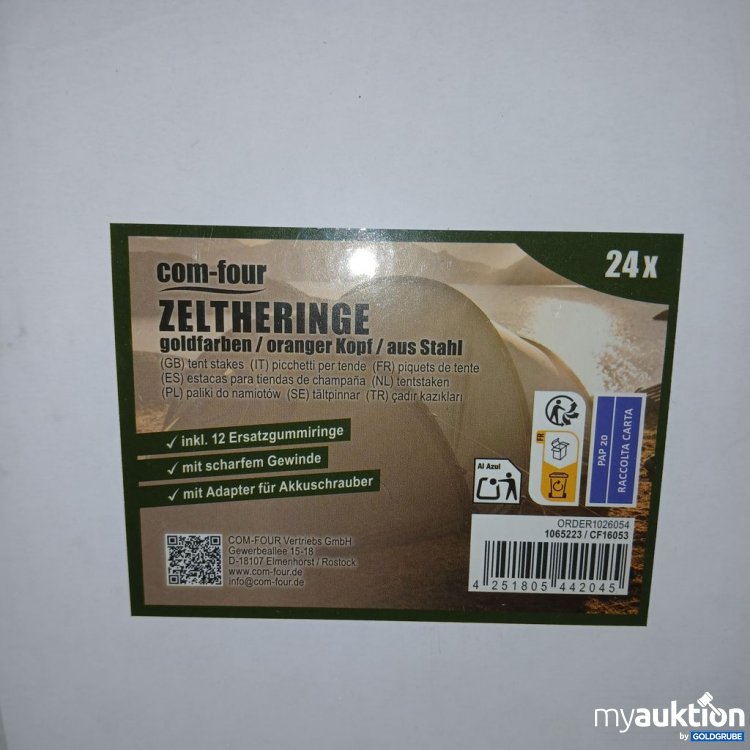 Artikel Nr. 922370: com-four Zeltheringe goldfarben/oranger Kopf aus Stahl 24x