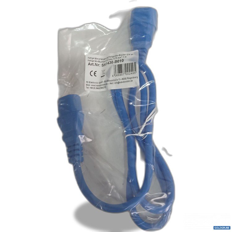 Artikel Nr. 444371 Artikel Nr. 444371: Katgeräteverlängerung Kaltgeräte-Stecker C14 an Kaltgeräte-Buchse C13 blau 0,75mm² 1m