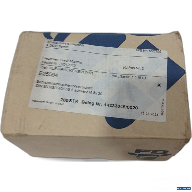 Artikel Nr. 951371: Sechskantschrauben DIN 933 (ISO 4017) 8.8 M8 x 20