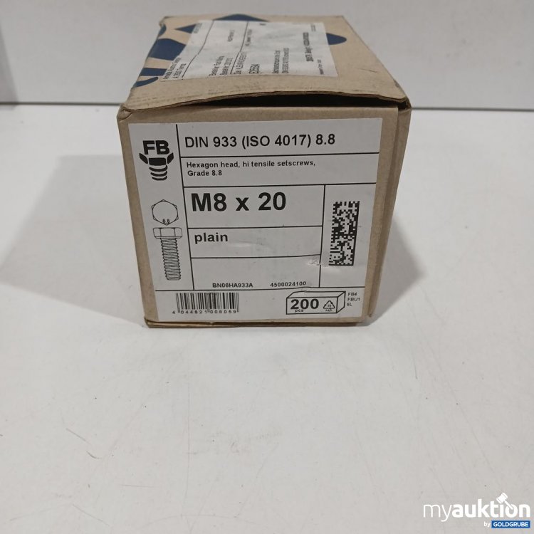 Artikel Nr. 951371: Sechskantschrauben DIN 933 (ISO 4017) 8.8 M8 x 20