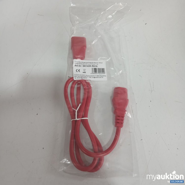 Artikel Nr. 444372 Artikel Nr. 444372: Kaltgeräteverlängerung Kaltgeräte-Stecker C14 an Kaltgeräte-Buchse C13 rot 0.75mm² 1m