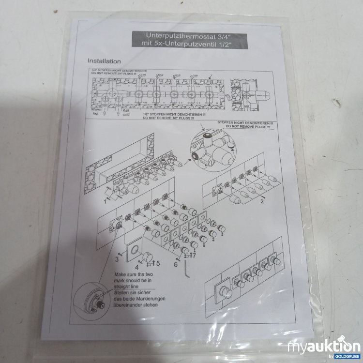 Artikel Nr. 524373: Stil Foam Unterputzthermostat 3/4" mit 5x-Unterputzventil 1/2" 