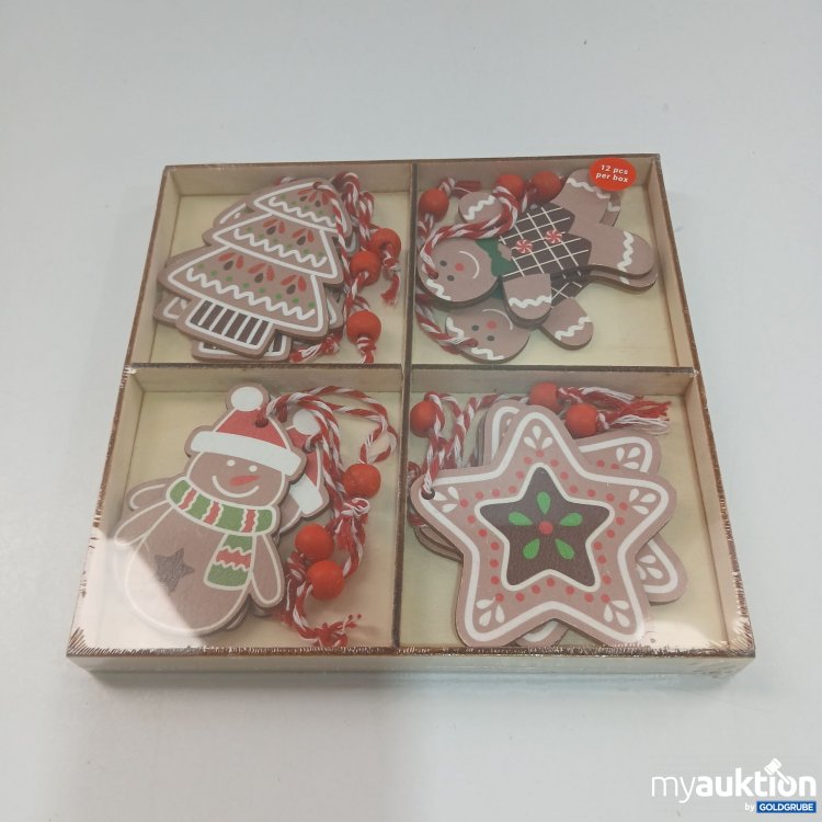 Artikel Nr. 861373: 12 Stück Holz Weihnachtsanhänger