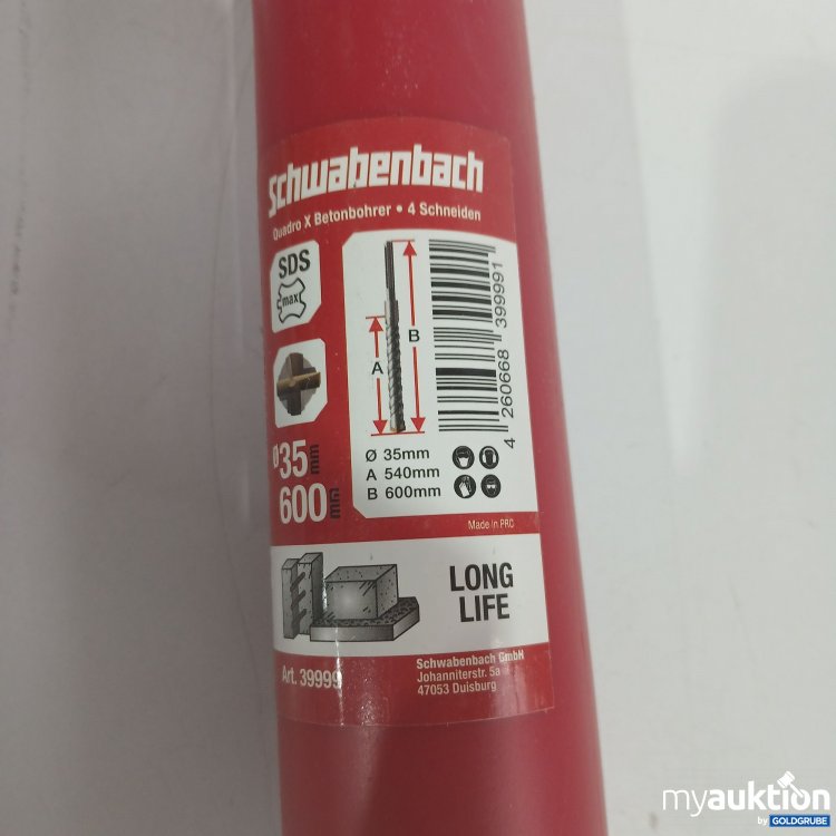 Artikel Nr. 832375 Artikel Nr. 832375: Schwabenbach Quadro X Betonbohrer 4 Schneiden 35mm 540mm 600mm