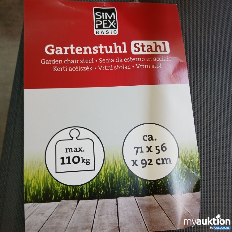 Artikel Nr. 854375 Artikel Nr. 854375: SimPex Basic Gartenstuhl Stahl Max 110kg 6stk