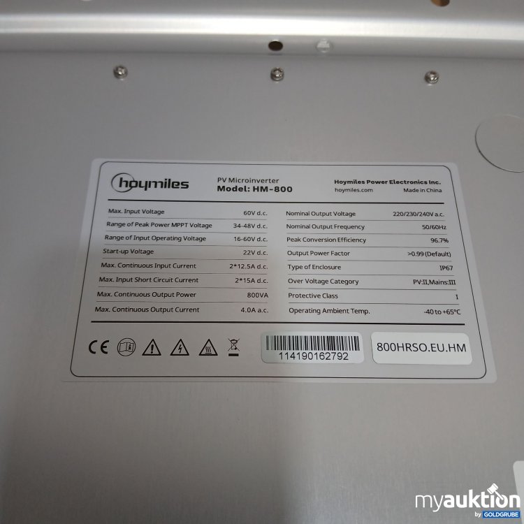 Artikel Nr. 867375 Artikel Nr. 867375: Hoymiles Microinverter HM-800