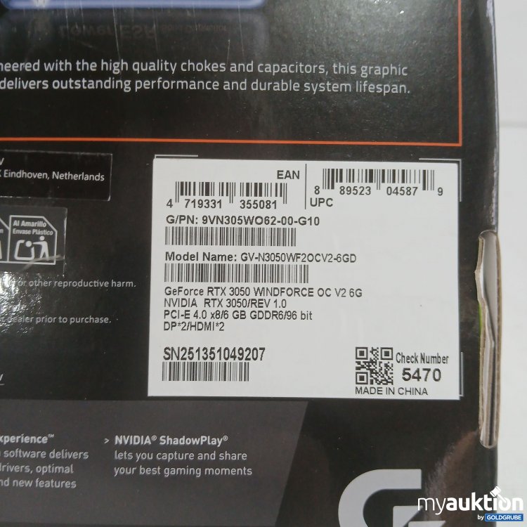 Artikel Nr. 989375 Artikel Nr. 989375: Gigabyte Windforce OC V2 6G Geforce RTX 3050