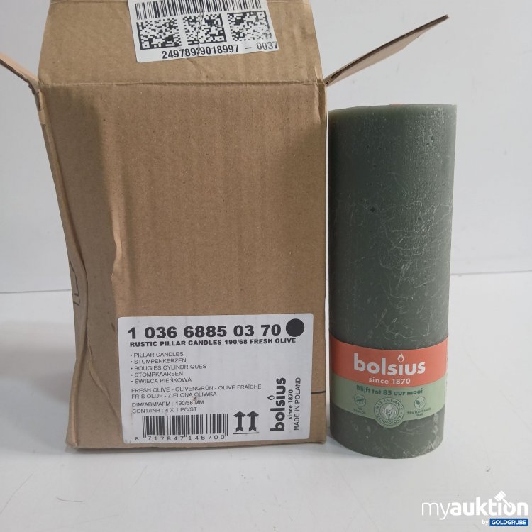 Artikel Nr. 874376 Artikel Nr. 874376: Bolsius Rustic Pillar Candles 190/68 Fresh Olive 4Stk ca. 19cm