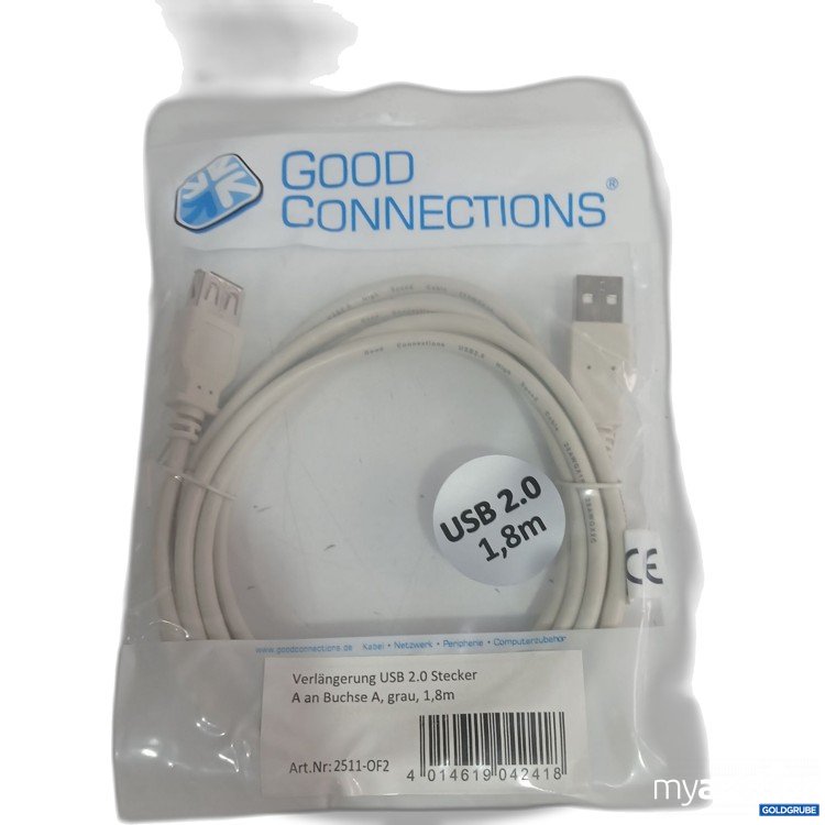 Artikel Nr. 444379 Artikel Nr. 444379: Verlängerung USB 2.0 Stecker A an Buchse A grau 1,8m