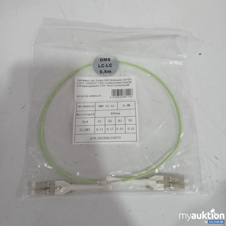 Artikel Nr. 444383 Artikel Nr. 444383: Patchkabel LWL Duplex OM5 LC-LC 0,5m