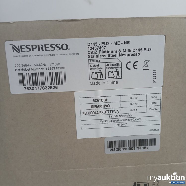 Artikel Nr. 471383 Artikel Nr. 471383: Nespresso Citiz Platinum & Milk Kaffeemaschine D145 EU3 silber