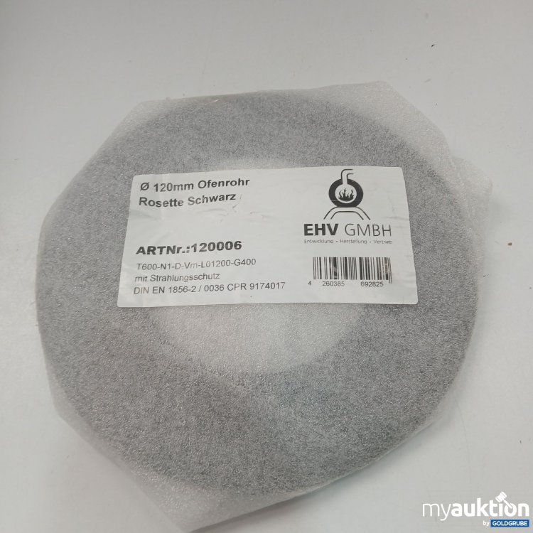 Artikel Nr. 902383: EHV Rosette Schwarz Ofenrohr 120mm 120006