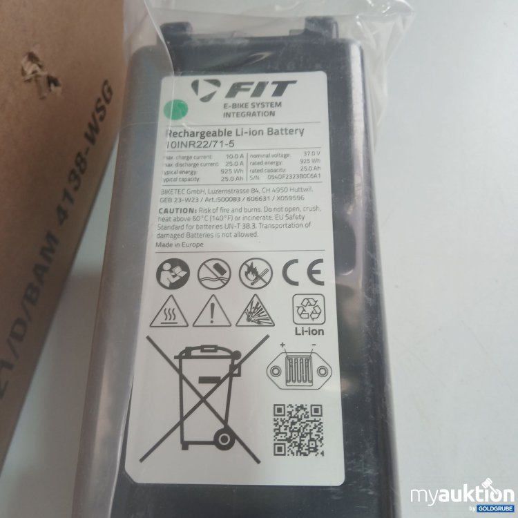 Artikel Nr. 814384 Artikel Nr. 814384: Fit E-Bike Rechargeable Li-ion Battery