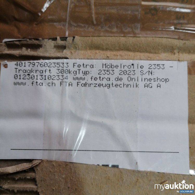 Artikel Nr. 439388: Fetra Möbelrolle 2353 Tragkraft 300kg