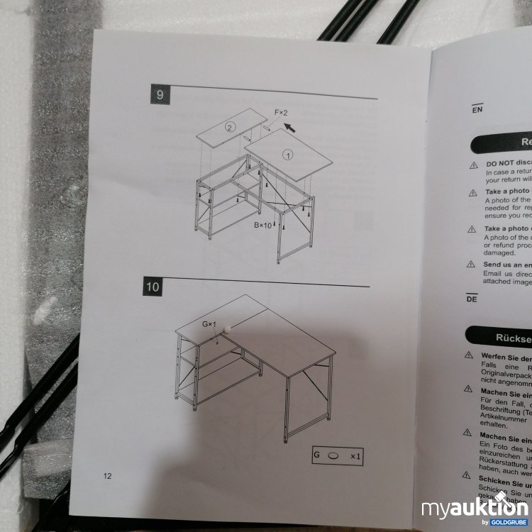 Artikel Nr. 439389: L förmiger Computertisch aus Metall schwarz 