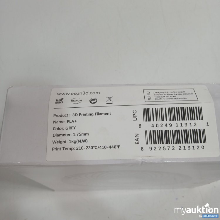 Artikel Nr. 465389 Artikel Nr. 465389: eSUN 3D Printing Filament PLA+ 1 kg Grau 1,75 mm