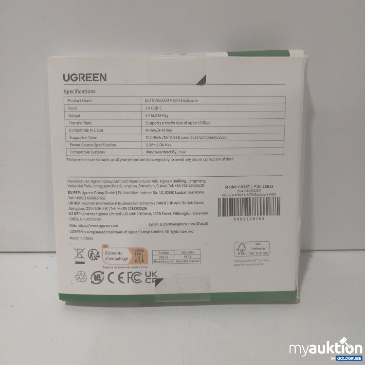 Artikel Nr. 873389 Artikel Nr. 873389: UGREEN M.2 NVMe/SATA SSD Enclosure
