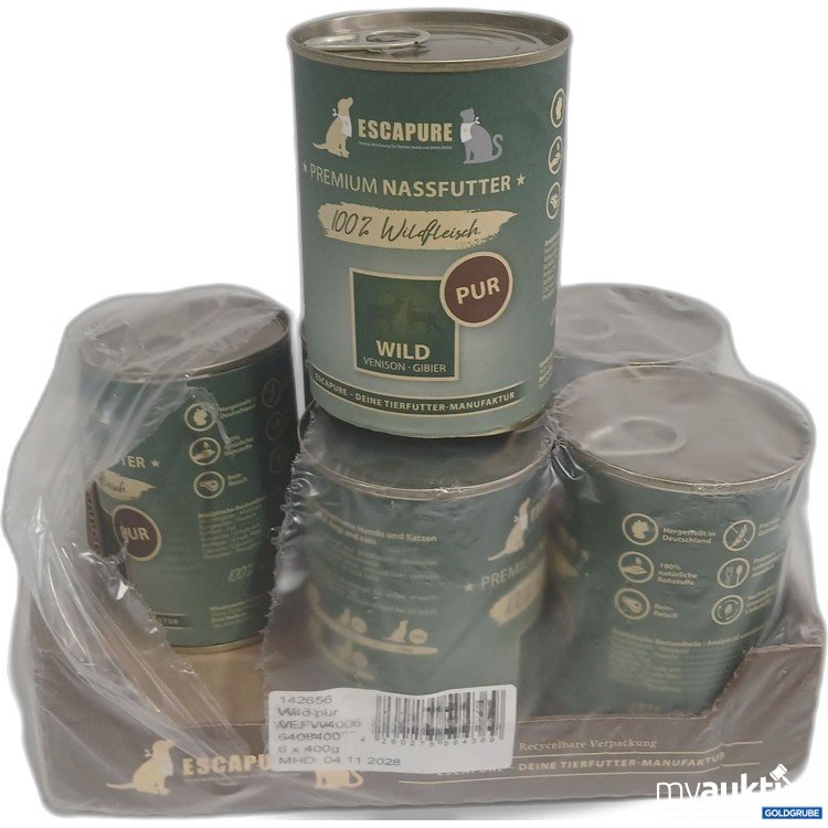 Artikel Nr. 981393 Artikel Nr. 981393: Escapure Premium Nasafutter 100% Wildfleisch Pur 6x400g