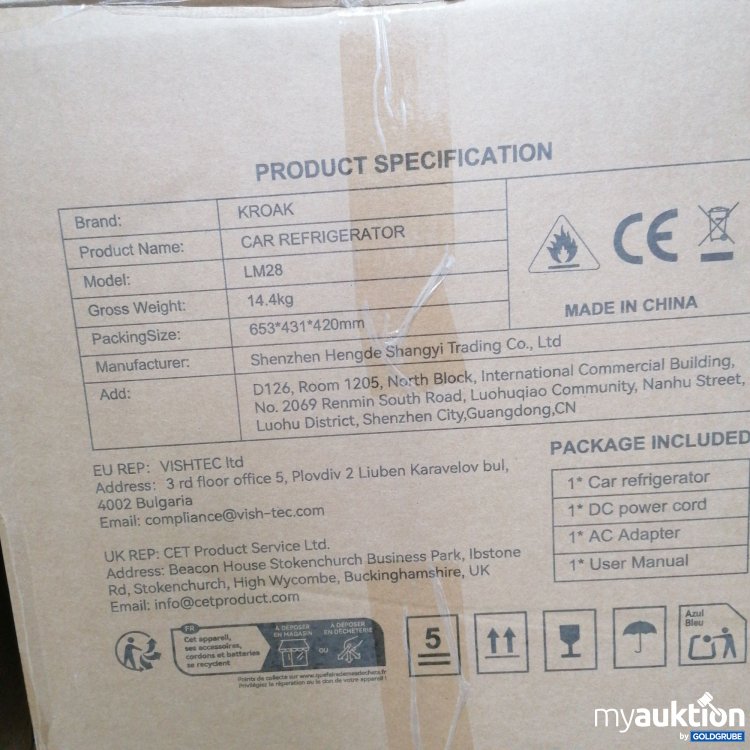 Artikel Nr. 883394: Kroak Car Refrigerator Model:LM28