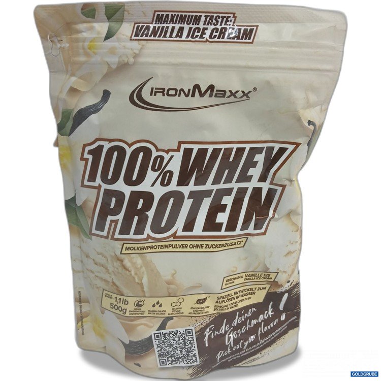 Artikel Nr. 979396: IronMaxx 100% Whey Protein Molkenproteinpulver ohne Zuckerzusatz Vanilla Ice cream 500g 