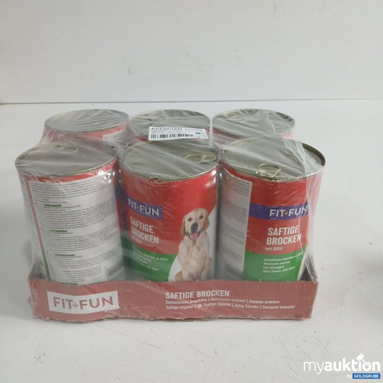 Artikel Nr. 990396: Fit+Fun Hundefutter saftige Brocken mit Wild 6x1240g 