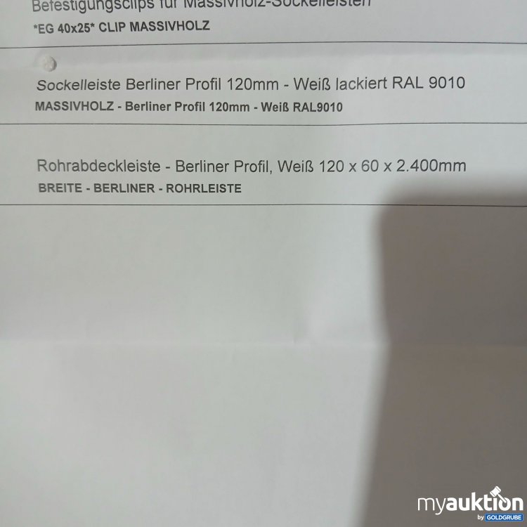 Artikel Nr. 853398: Sockelleiste 120x60x2400mm 2er Pack x3 Stück 