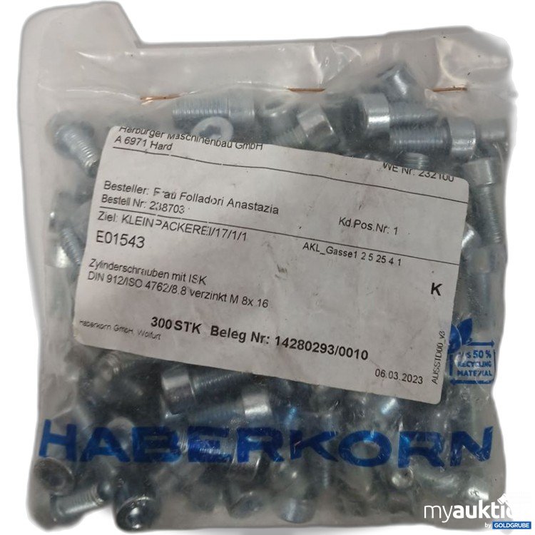 Artikel Nr. 951402: HABERKORN Zylinderschrauben Verzinkt Schrauben M8x16