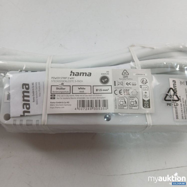 Artikel Nr. 971402 Artikel Nr. 971402: Hama Power Strip 3 Way 3M Steckdosenleiste 3 Fach weiß