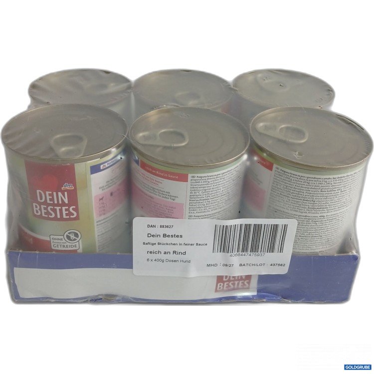 Artikel Nr. 990402: Dm dein Bestes Hundefutter saftige Stückchen in feiner Sauce reich an Rind 6x400g 